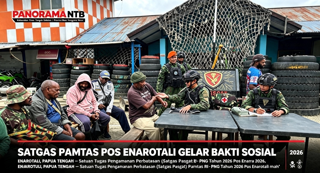 Satgas Pasgat Pos Enarotali Gelar Bakti Sosial, Layani Kesehatan dan Salurkan Bantuan Pangan