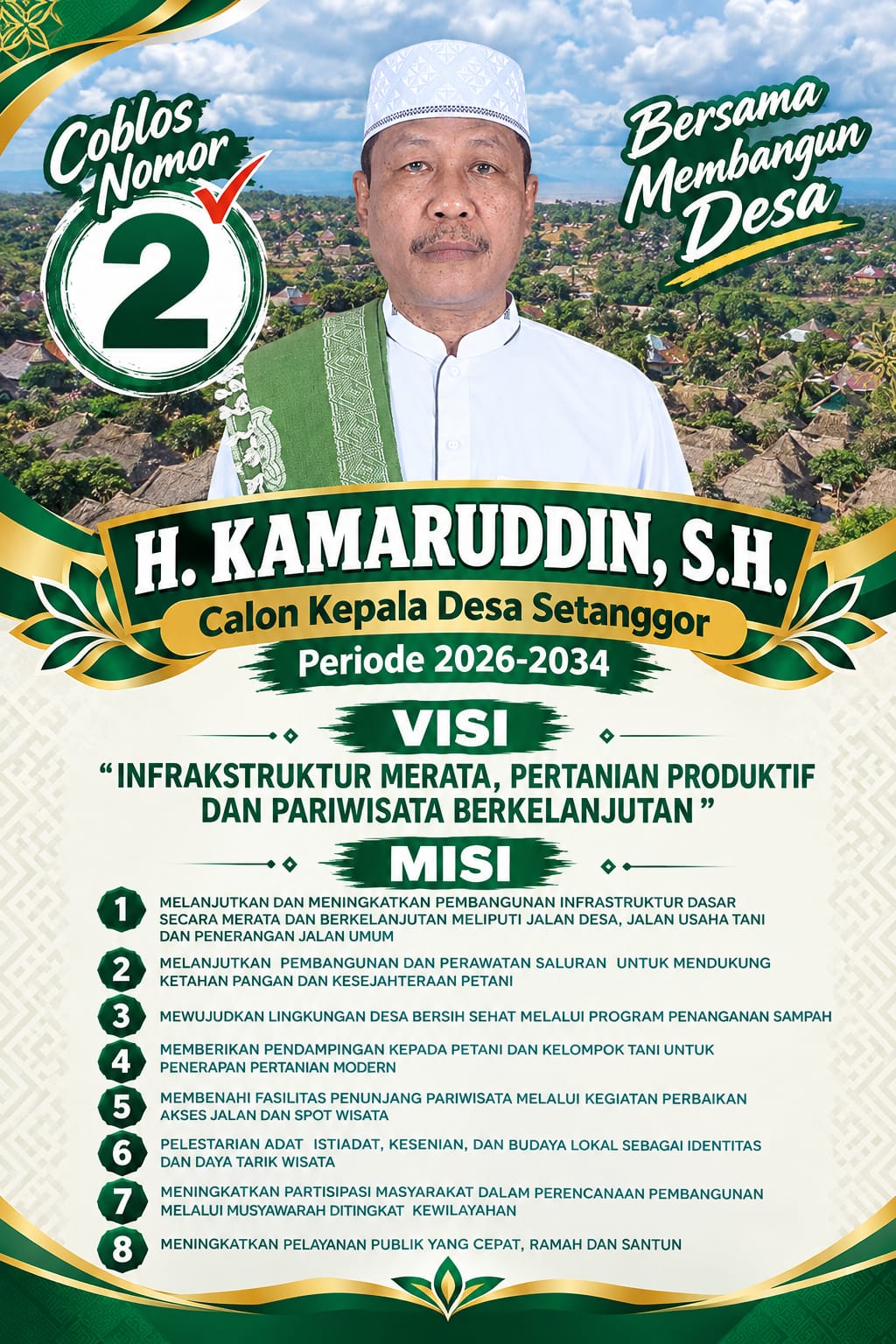 H. Kamaruddin, S.H. Deklarasi Maju Kembali Pimpin Desa Setanggor: “Infrastruktur Merata, Pertanian Produktif, Pariwisata Berkelanjutan”