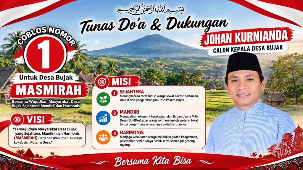 Coblos Nomor 1 Johan Kurnianda: Hadirkan MASMIRAH Untuk Desa Bujak Sejahtera, Mandiri dan Harmonis