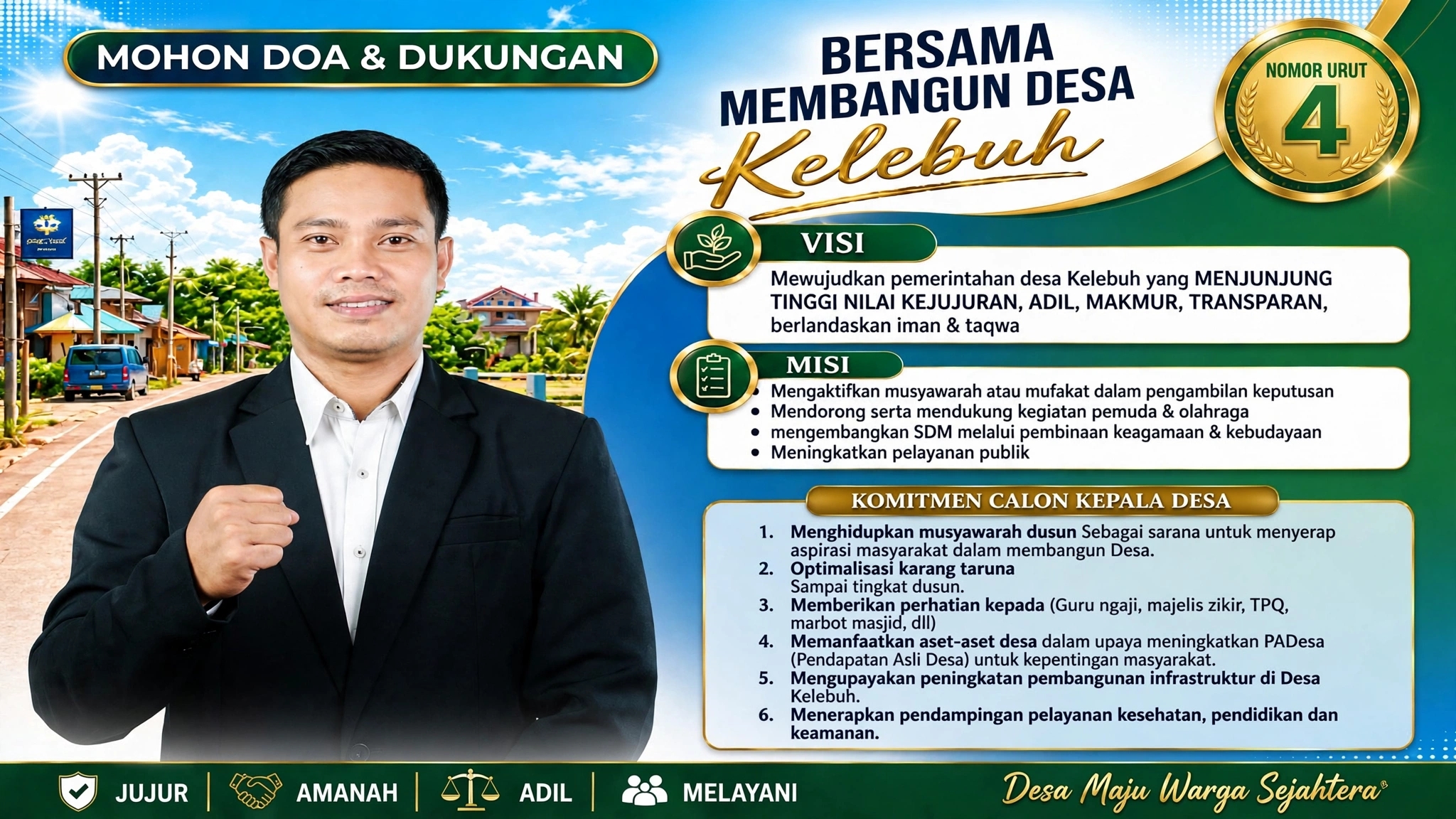 Khaerul Umami Nomor Urut 4, Usung Tagline “Bangkit Dengan Kelembutan” Untuk Desa Kelebuh Maju Sejahtera